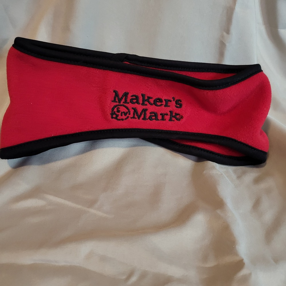 Makers Mark‎ Bourbon Whiskey Red Polar Fleece Headband Ear Warmer Logo Promo